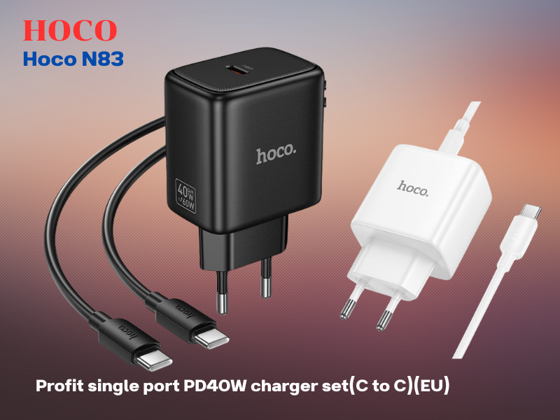 ชุดชาร์จมือถือ ยี่ห้อHOCO รุ่นN83 Adapter 40W + สายชาร์จ USB-C 1.0M
