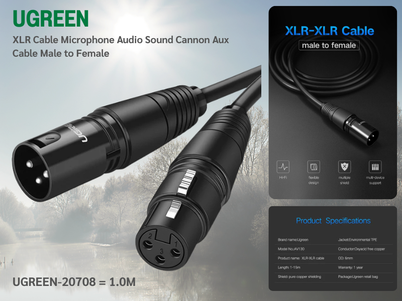UGREEN CABLE XLR Model AV130 Mail TO Femail 5M สายต่อไมโครโฟน