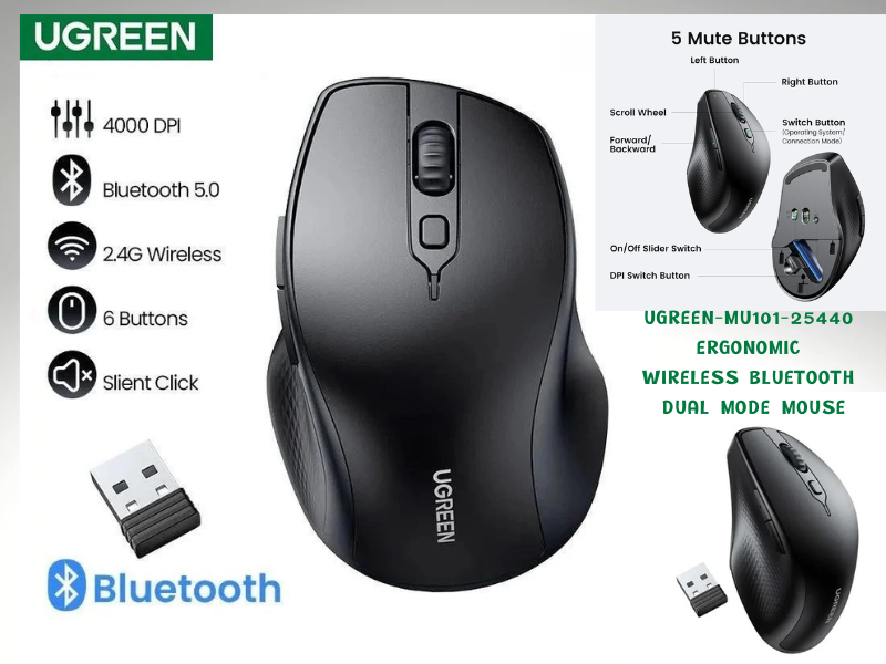 UGREEN  MU101 Wireless & Bluetooch 5.3 Mouse เม้าส์ไร้สาย