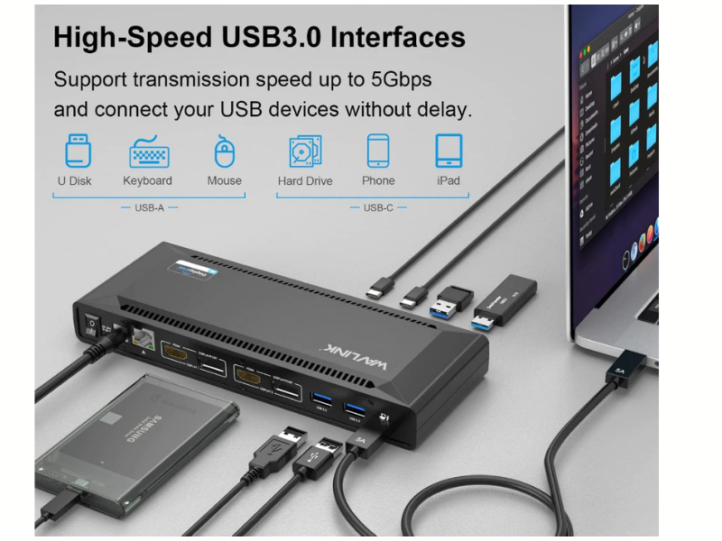 WAVLINK USB-C Dual 4K Universal Docking Station 65W PD