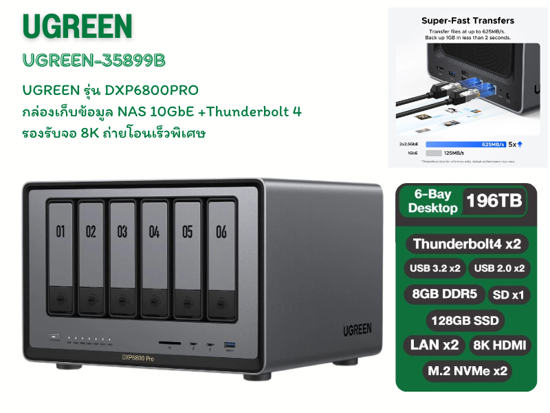 UGREEN Storage Network Attached 6 Bay DXP6800 Pro