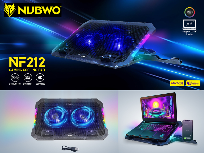 NUBWO Gaming Cooler Pad LED Lighting Laptop 12