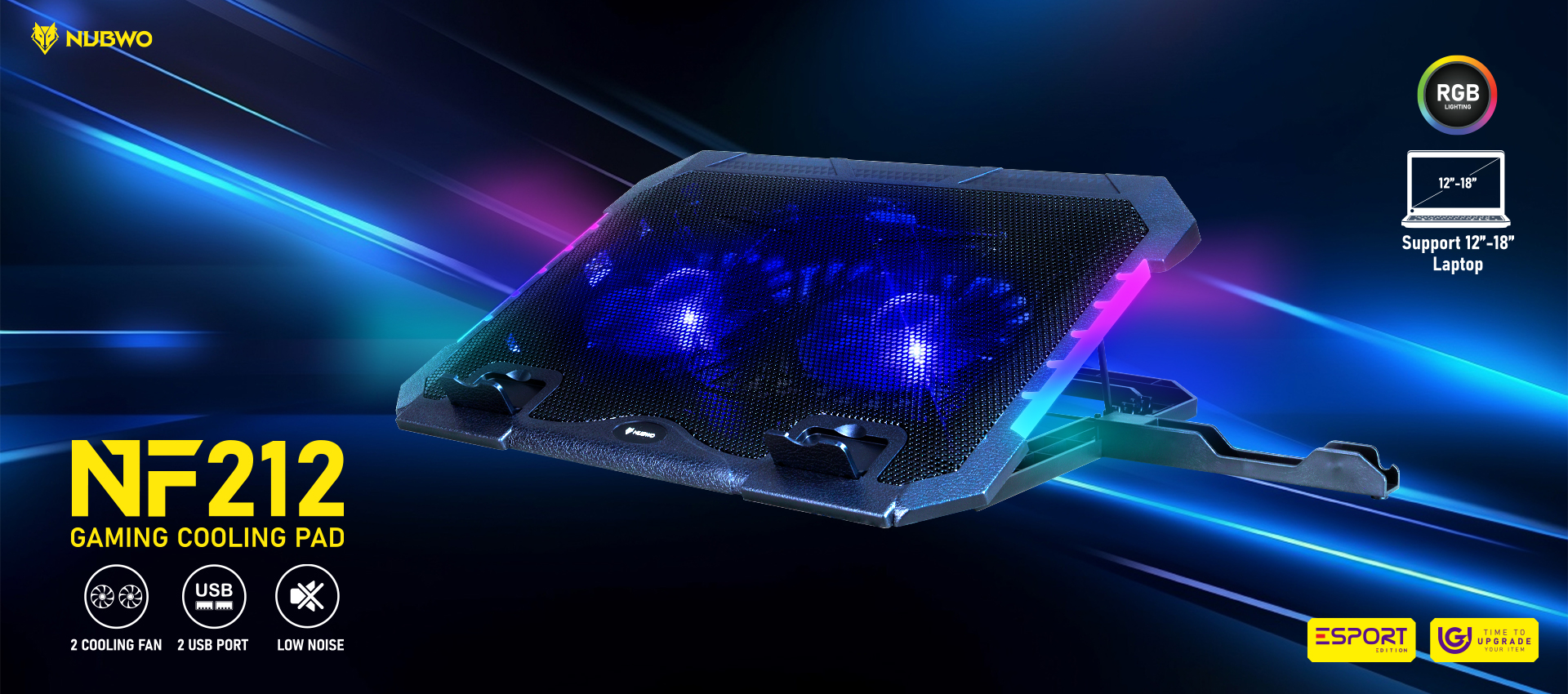 NUBWO Gaming Cooler Pad LED Lighting Laptop 12