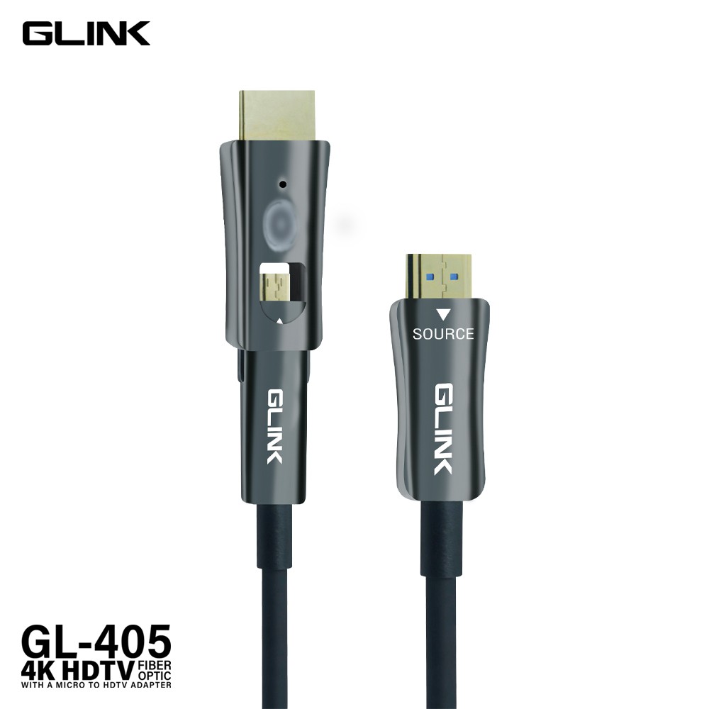 GLINK HDMI FIBER OPTIC 4K (18Gbps) หัวต่อถอดออกได้ เป็น Micro HDMI 30.0M