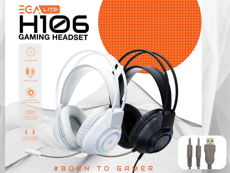 EGA H106 หูฟังเกมมิ่ง เชื่อมต่อผ่านสาย USB + 2 Jack 3.5mm
