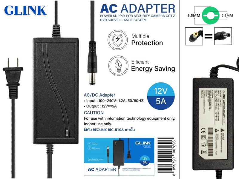 GLINK รุ่น GAC-105 ADAPTER CCTV 12V 5A หัวแจ็ค 4พิน
