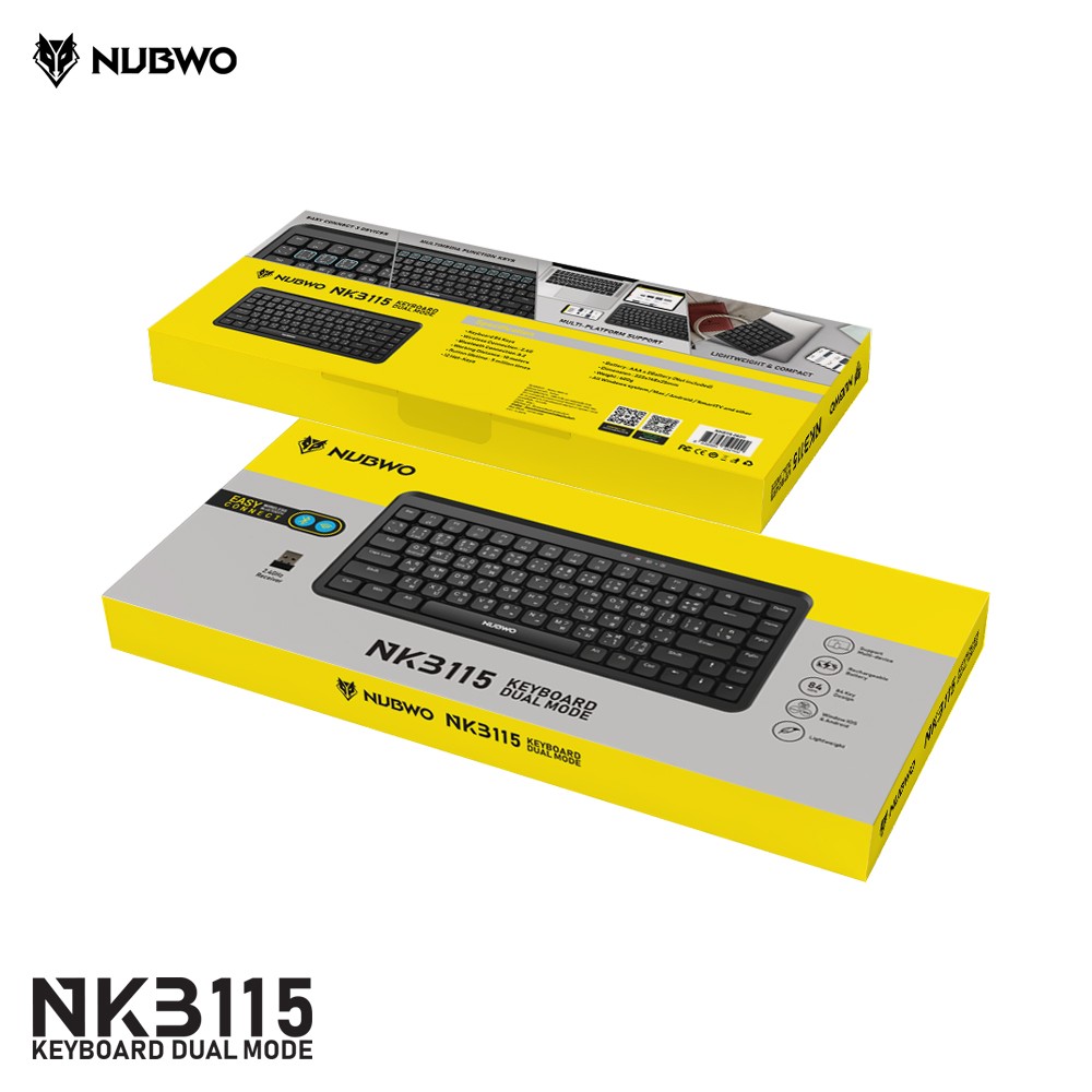 NUBWO Wireless & Bluetooth Mini Keyboard 84keys