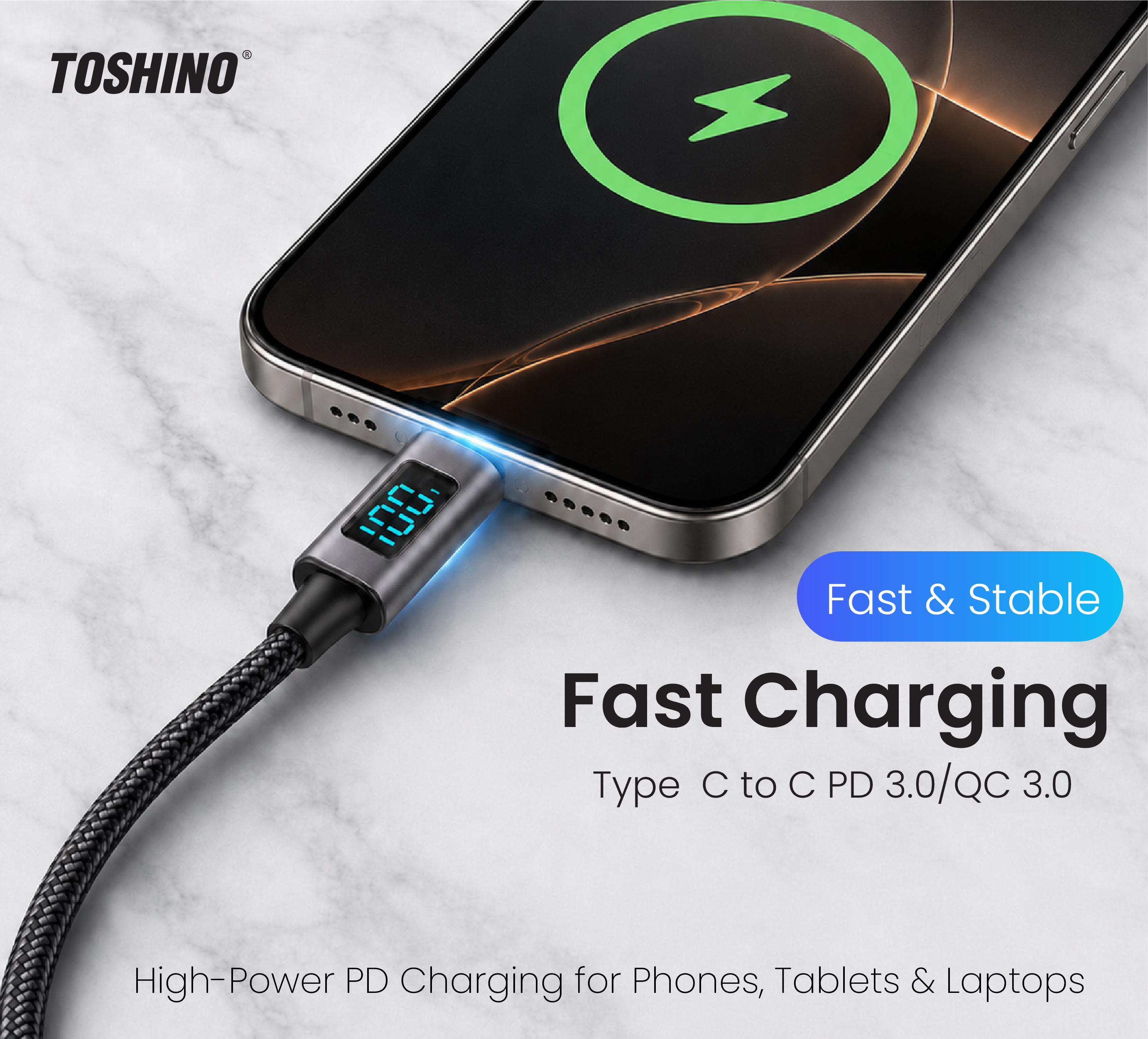 TOSHINO USB-C TO USB-C CABLE สายชาร์จ สายโอนถ่ายข้อมูล