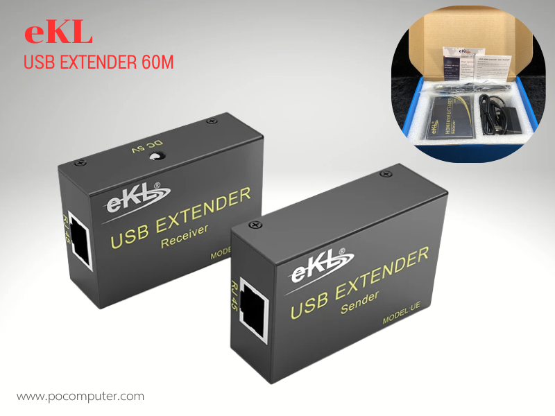 EKL USB EXTENDER 60M ตัวขยายสัญญาณผ่านสายแลนด์ Cat5e Cat6