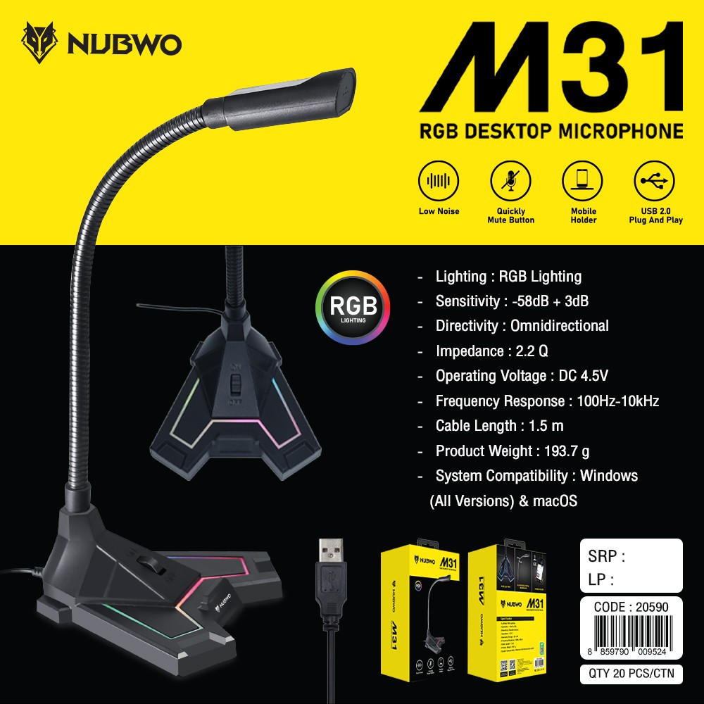 NUBWO ไมโครโฟนตั้งโต๊ะ เชื่อมต่อUSB SCYTHER Spectrum Desktop
