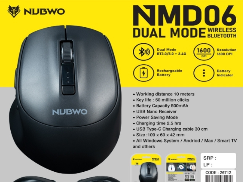 NUBWO NMD06 Dual Mode Wireless Bluetooth Mouse