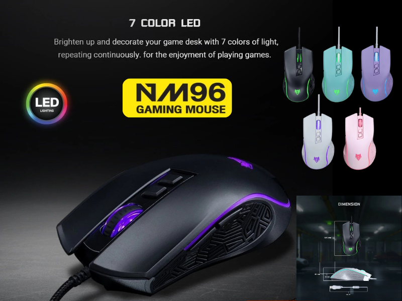 NUBWO Gaming Mouse ปรับ DPI ได้สูงสุด 3600 มี 7 ปุ่มปรับสีไฟได้