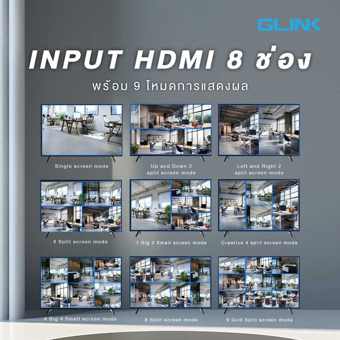 GLINK HDMI Multi Viewer Switch 4K@30Hz อุปกรณ์รวมสัญญาณภาพ