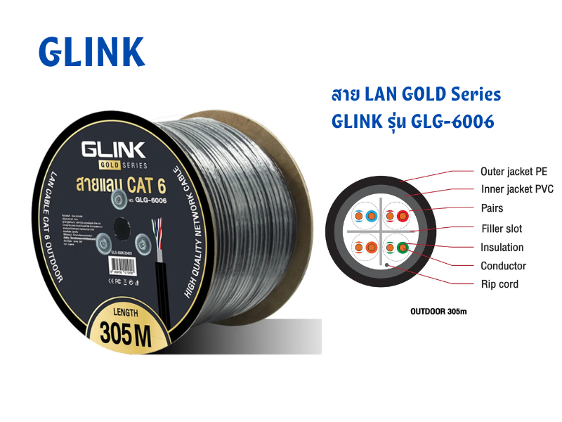 สาย LAN GOLD Series GLINK รุ่น GLG-6006 ความยาว 305 เมตร