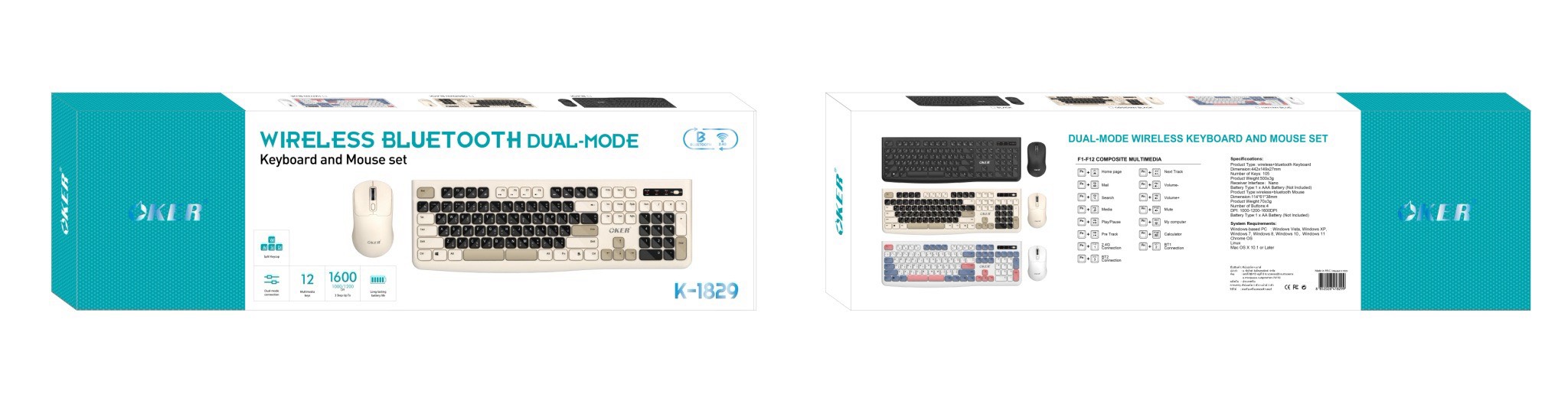 OKER Model: K-1829 Keyboard and Mouse Dual-Mode Wierless