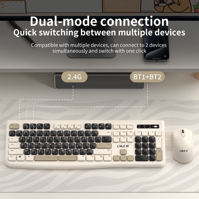 OKER Model: K-1829 Keyboard and Mouse Dual-Mode Wierless