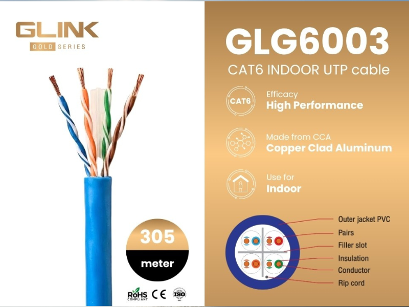 GLINK สาย LAN แบบ Indoor GOLD Series 305 เมตร รุ่น GLG-6003
