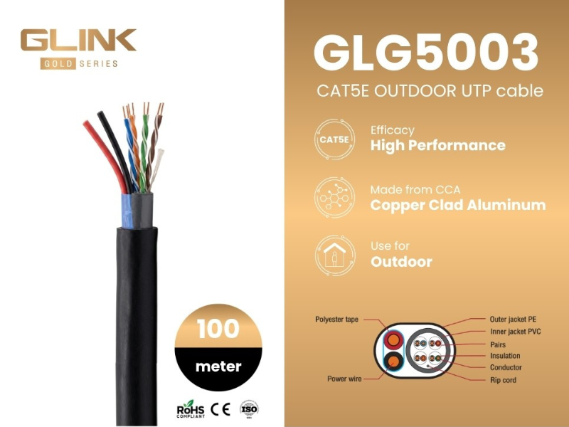 GLINK สาย LAN แบบ Indoor GOLD Series 100เมตร รุ่น GLG-5003