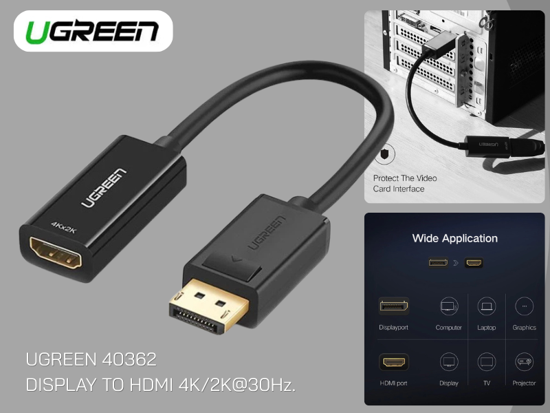 UGREEN DisplayPort to HDMI Adapter (DP Male to HDMI Female)