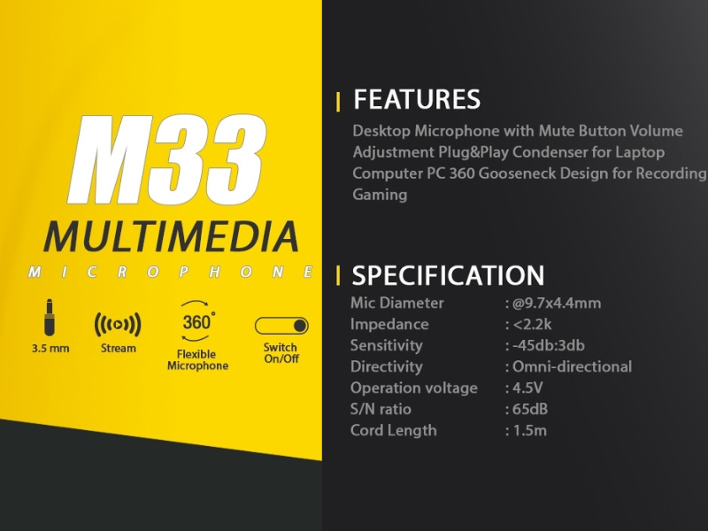NUBWO Microphone Computer หัวต่อแจ๊ค 3.5mm.รุ่น M33