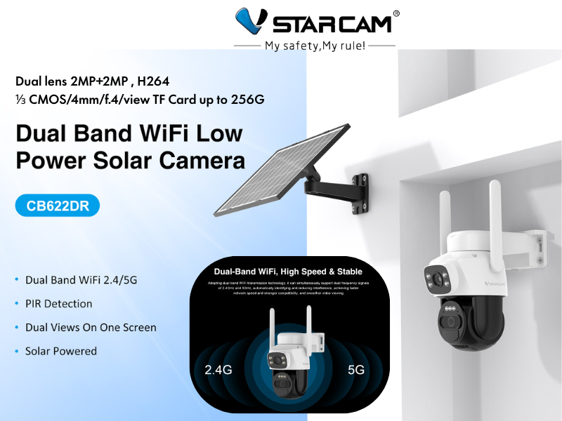 กล้องวงจรปิดไร้สาย VSTARCAM กล้องรักษาความปลอดภัยแบบ Dual Lens