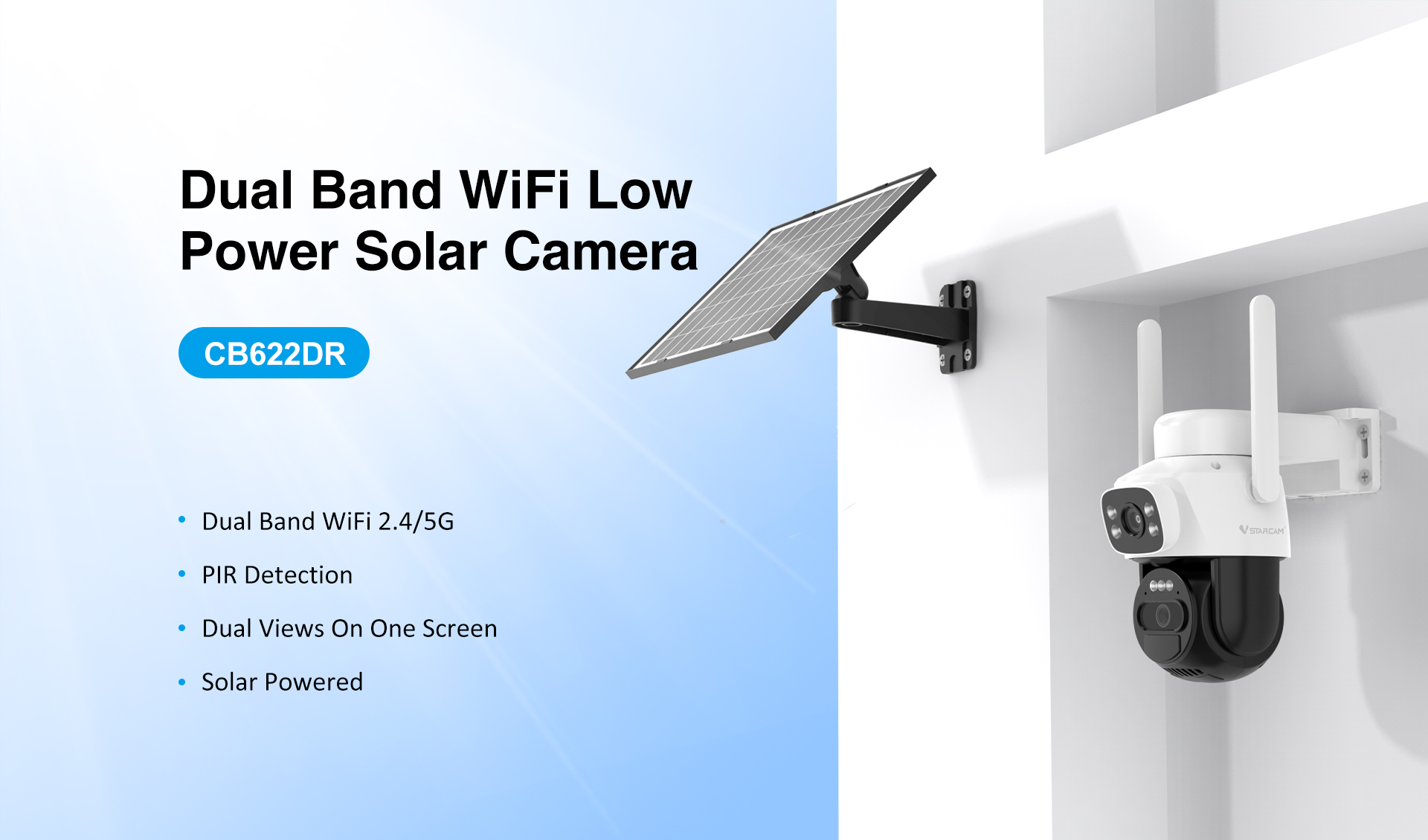 กล้องวงจรปิดไร้สาย VSTARCAM กล้องรักษาความปลอดภัยแบบ Dual Lens
