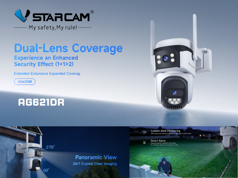 กล้องวงจรปิด VStarcam รุ่น AG621DR กล้องรักษาความปลอดภัยแบบ Dual Lens