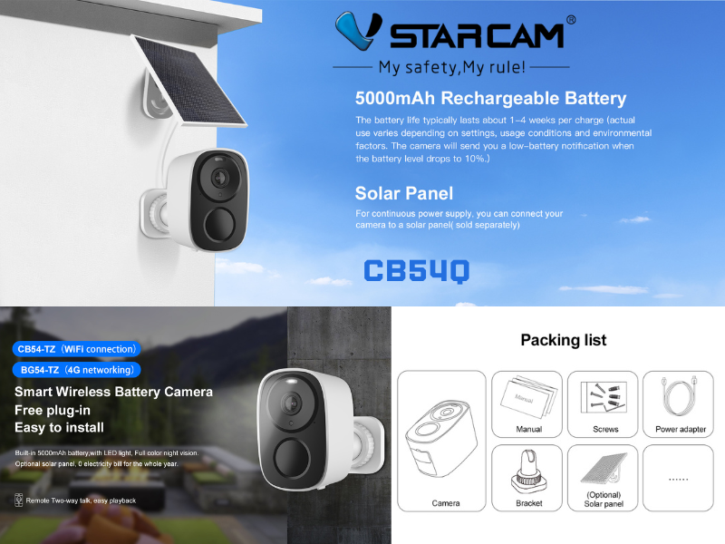 กล้องวงจรปิด VStarcam รุ่น CB45Q กล้องรักษาความปลอดภัยแบบไร้สาย