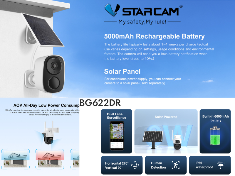 VStarcam รุ่น BG622DR กล้องรักษาความปลอดภัยแบบ 4G Solar Camera