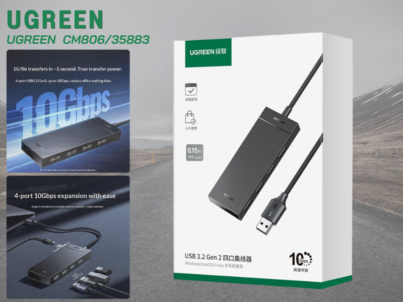 UGREEN CM803 USB 3.0/USB 3.2 Gen 2 Hub 4port 10Gbps