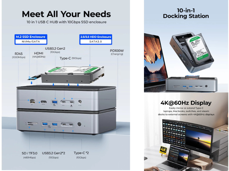 ORICO Docking Station Dual M.2 NVMe SSD Case 3.5 รุ่น D35M2