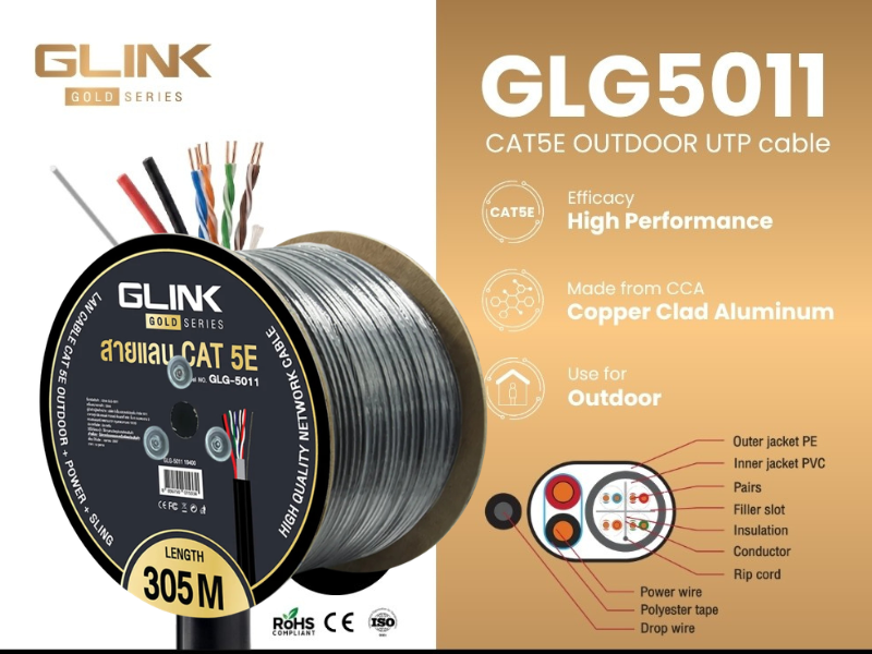 GLINK LAN CAT5E GOLD Series สายยาว 305เมตร รุ่น GLG5011