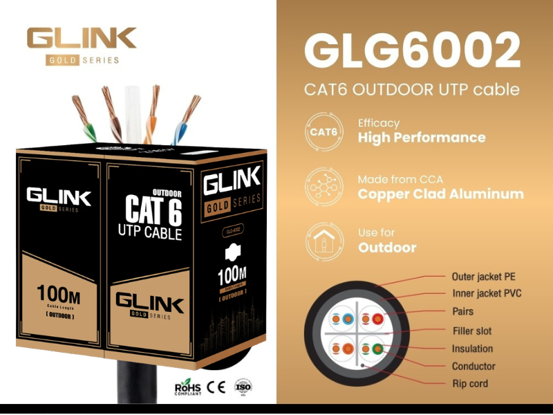 GLINK LAN CAT6 GOLD Series สายยาว 100เมตร รุ่น GLG6002