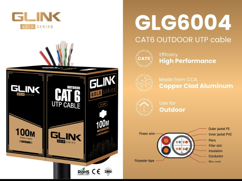GLINK LAN CAT6 GOLD Series สายยาว 100เมตร รุ่น GLG6004