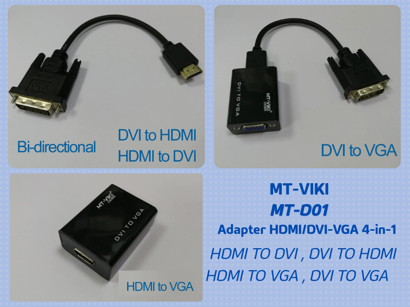 MT-VIKI ADAPTER HDMI/VGA/DVI 4-IN-1 1080P 1ตัวแปลงได้ 4แบบ