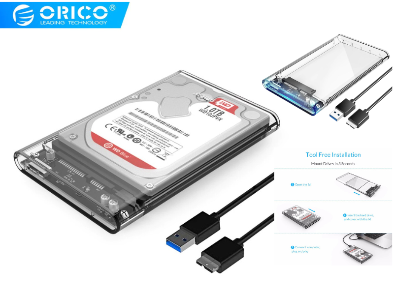 ORICO USB3.0 External Hard Drive Enclosure กล่องใส่ฮาร์ดิส 2.5นิ้ว แบบใส