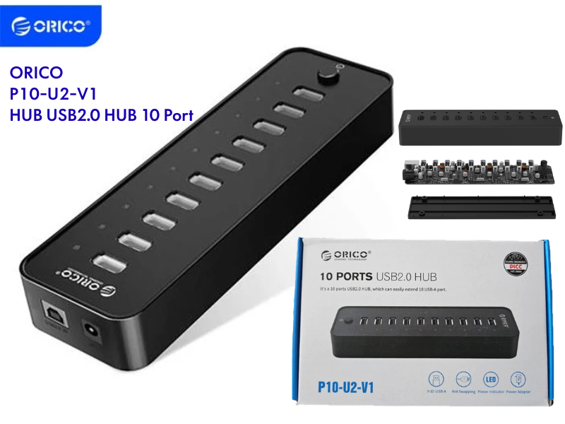 ORICO Model. P10-U2-V1 USB V2.0 HUB 10port + AC Adapter