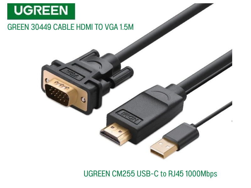 UGREEN CABLE HDMI TO VGA with USB Power สายยาว 1.5เมตร