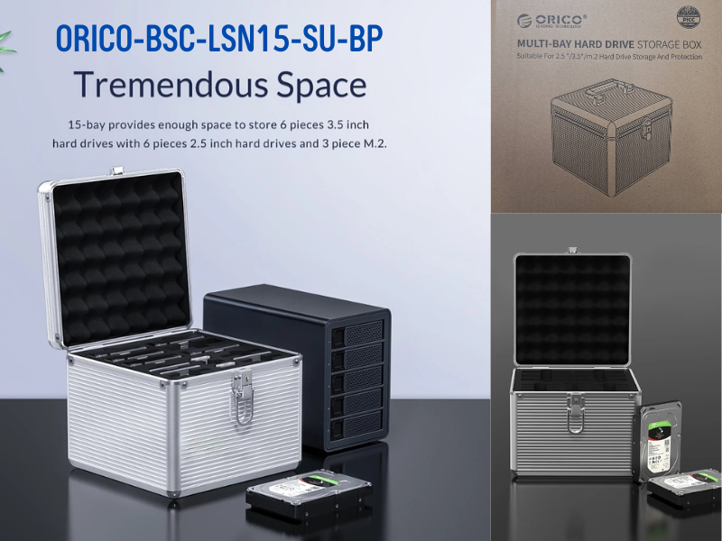 ORICO กล่องใส่และจัดเก็บฮาร์ดดิสก์ 15 ช่อง (6x3.5 inch, 6x2.5 inch, 3xM.2)
