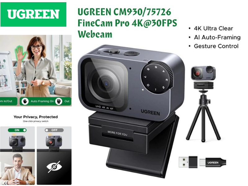 UGREEN CM930 FineCam Pro 4K@30FPS Webcam จัดเฟรมอัตโนมัติด้วย AI