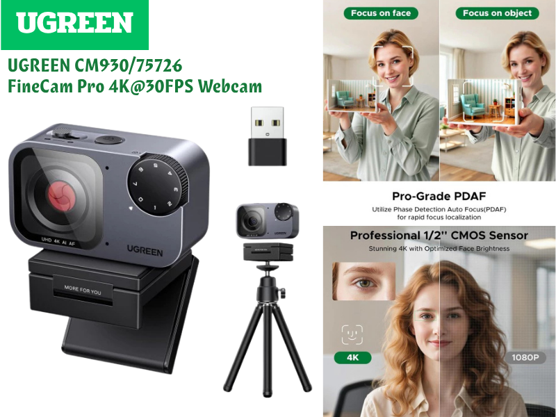 UGREEN CM930 FineCam Pro 4K@30FPS Webcam จัดเฟรมอัตโนมัติด้วย AI