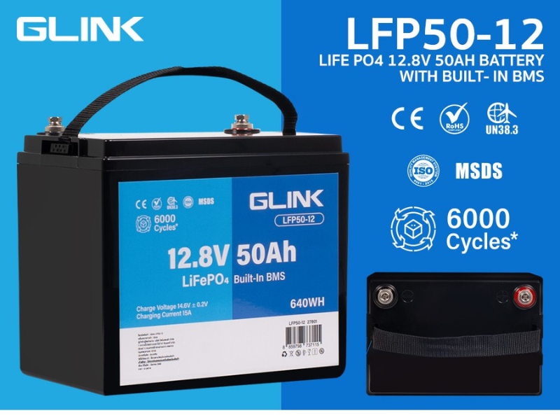GLINK แบตลิเธียม Lithium battery LiFePO4 12.8V 50Ah รุ่น LFP50-12