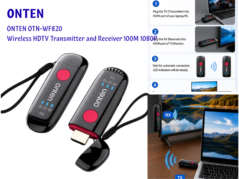 ONTEN รุ่น OTN-WF820 Wireless HDTV Transmitter and Receiver