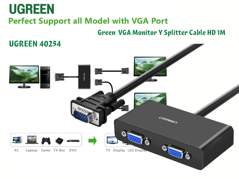 สายแยกจอ VGA Y-Cable / VGA Splitter 1 to 2 UGREEN รุ่น 40454