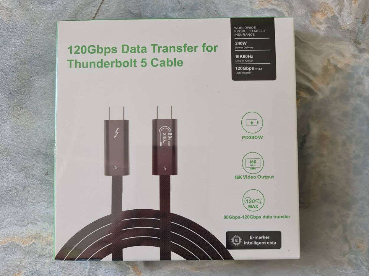 120Gbps Data Transfer for Thunderbolt 5 Cable 1.0M 16K60Hz.