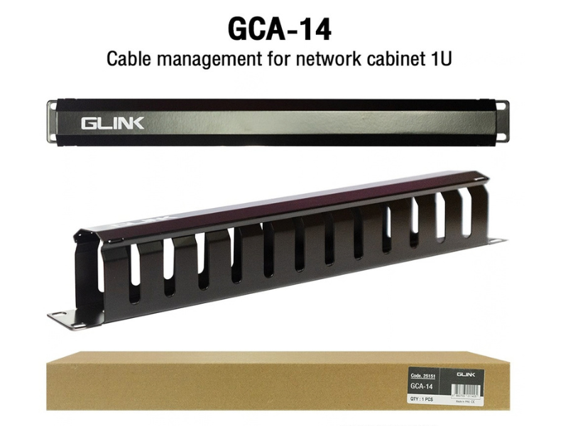 GLINK Management for Network Cabinet 1U แผงจัดสายหน้าตู้แร็ค