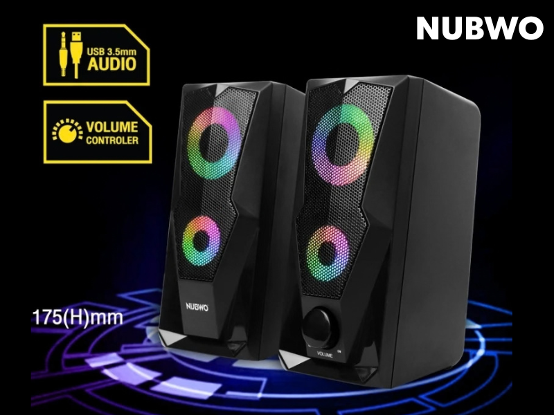 NUBWO รุ่น NS040 ลำโพงคอมพิวเตอร์แบบตั้งโต๊ะพร้อมไฟ LED Muti-Color