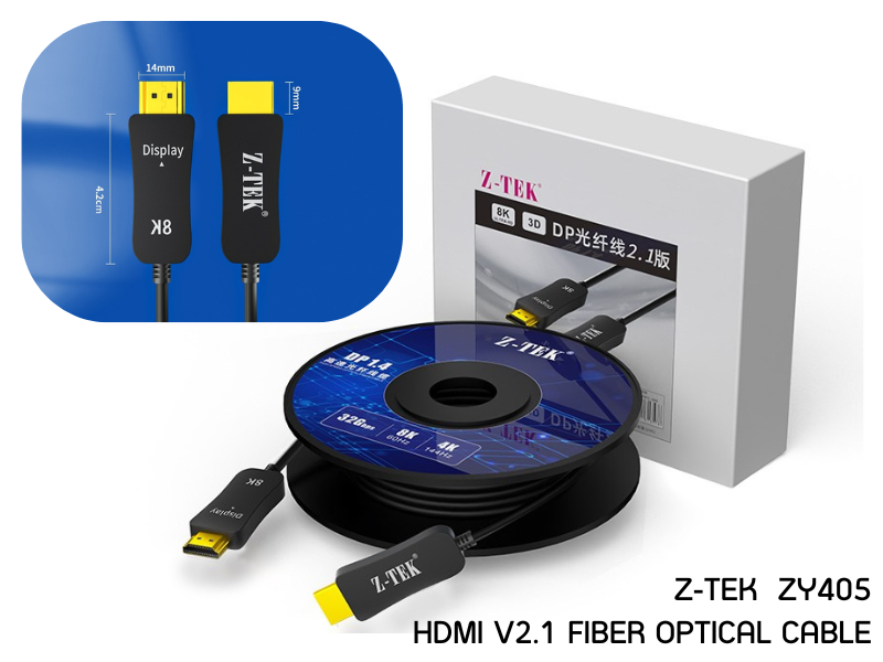 Z-TEK รุ่น ZY405 สาย HDMI v2.1 Fiber Optic Cable 8K ความยาว 60 เมตร