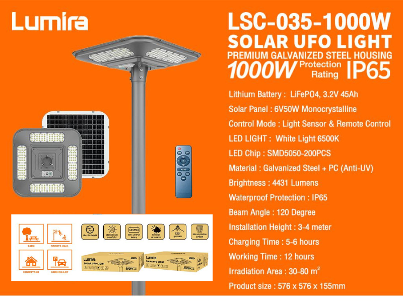 Lumira LSC-035-1000W SOLAR UFO LIGHT 1000W. ไฟโซล่าเซลล์